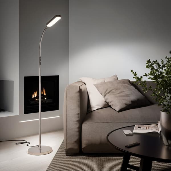 Gulvlampe Prisma LED, 5 lysindstillinger, 12 W, dæmpbar - sølv