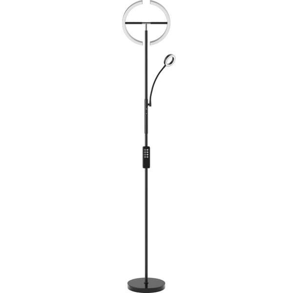 Gulvlampe Auralis LED 20W, læselampe, dæmpbar - sort