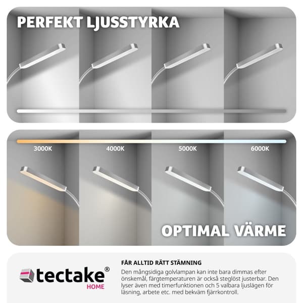 Golvlampa Prisma LED, 5 ljuslägen, 12 W, dimbar - silver