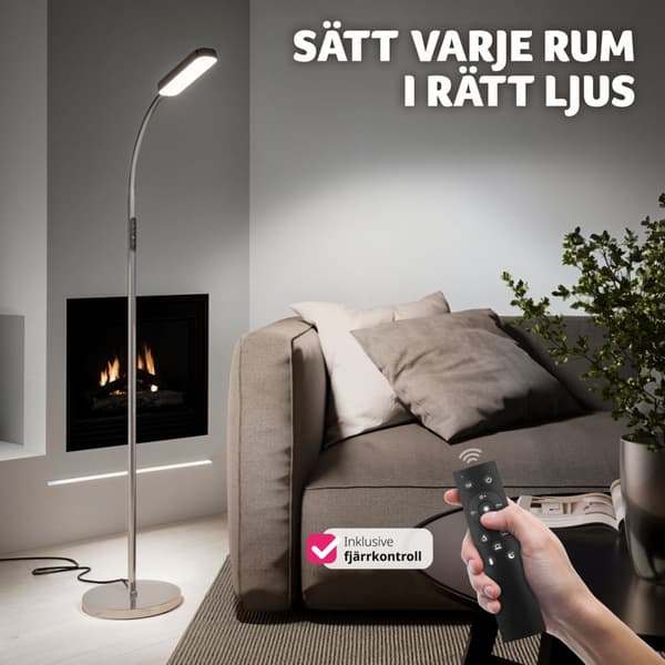 Golvlampa Prisma LED, 5 ljuslägen, 12 W, dimbar - silver