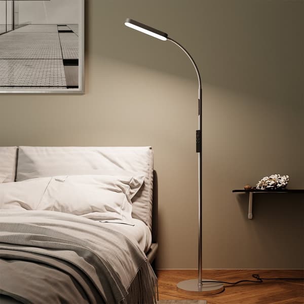 Golvlampa Prisma LED, 5 ljuslägen, 12 W, dimbar - silver