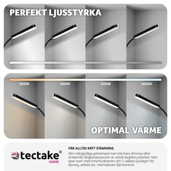 Golvlampa Prisma LED, 5 ljuslägen, 12 W, dimbar - svart