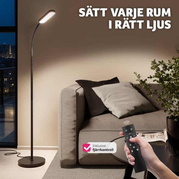 Golvlampa Prisma LED, 5 ljuslägen, 12 W, dimbar - svart