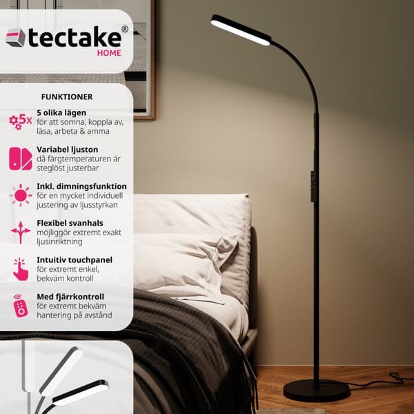 Golvlampa Prisma LED, 5 ljuslägen, 12 W, dimbar - svart