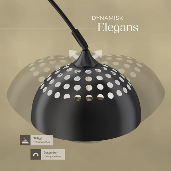 Golvlampa Arcus, stål, 60W - svart