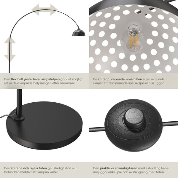 Golvlampa Arcus, stål, 60W - svart