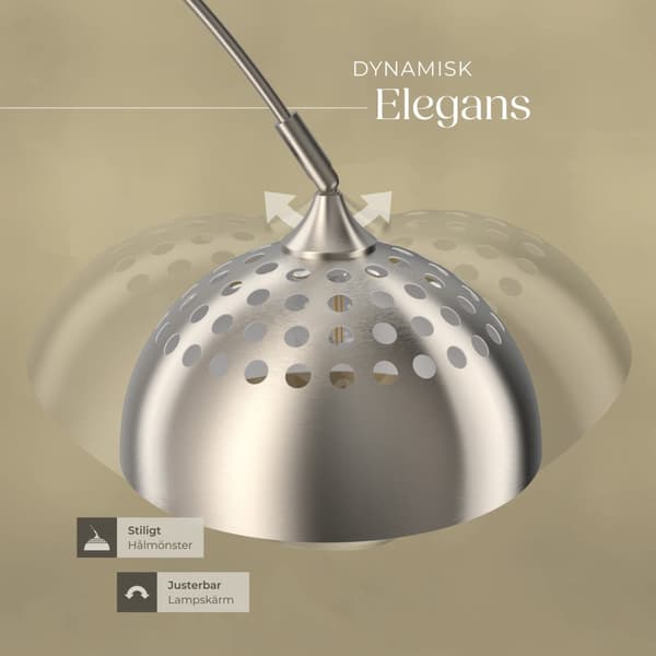 Golvlampa Arcus, stål, 60W - Matt nickel