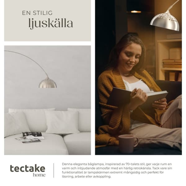 Golvlampa Arcus, stål, 60W - Matt nickel