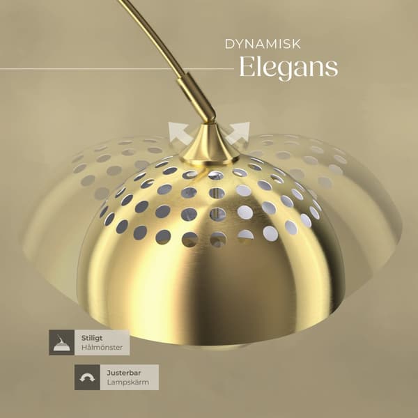 Golvlampa Arcus, stål, 60W - guld