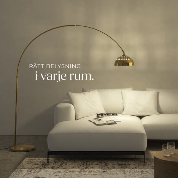 Golvlampa Arcus, stål, 60W - guld