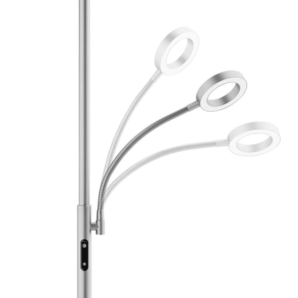 Gulvlampe Auralis LED 20W, læselampe, dæmpbar - Mat nikkel