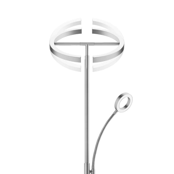 Gulvlampe Auralis LED 20W, læselampe, dæmpbar - Mat nikkel