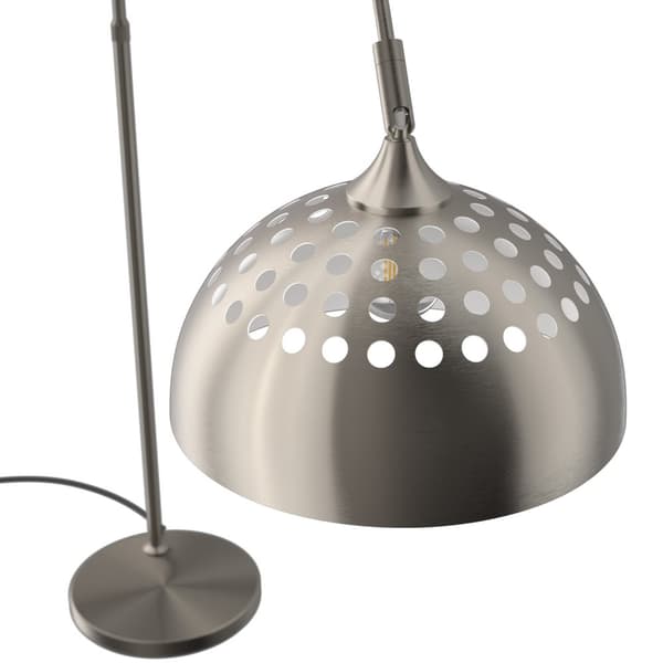 Gulvlampe Arcus, stål, retro-stil, 60W - Mat nikkel