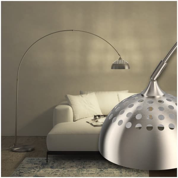 Gulvlampe Arcus, stål, retro-stil, 60W - Mat nikkel