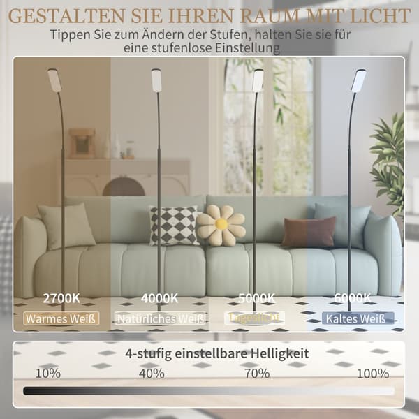 LED Gulvlampe, Ø22 x 175H cm, Sort