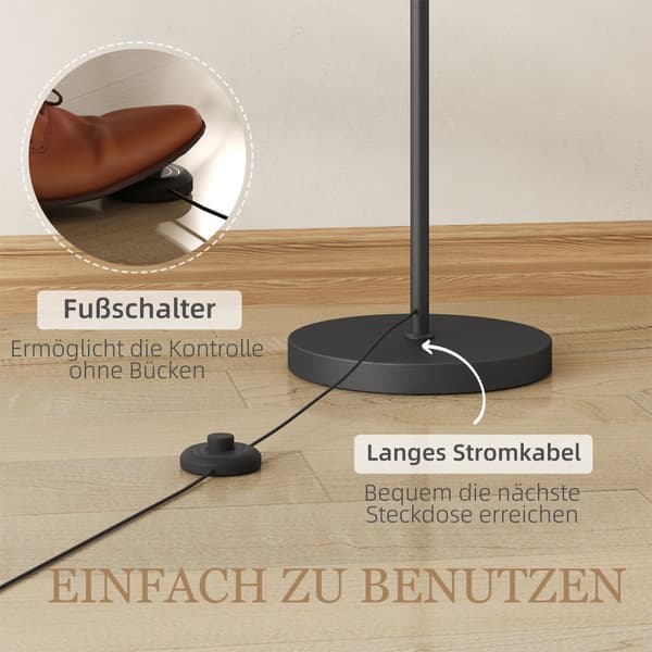 LED-golvlampa, 54.3x30.6x159.6 cm, Svart+Kräm