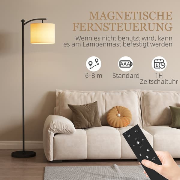 LED-golvlampa, 54.3x30.6x159.6 cm, Svart+Kräm