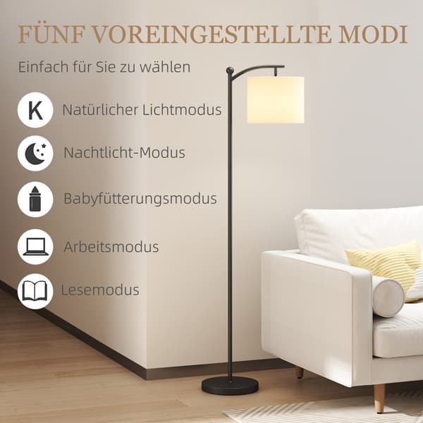LED-golvlampa, 54.3x30.6x159.6 cm, Svart+Kräm