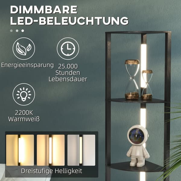 Gulvlampe, LED, 41L x 29,5B x 163,5H cm, Sort