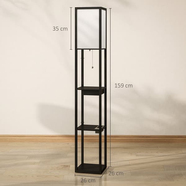 Gulvlampe, 26x26x159 cm, Sort+Hvid