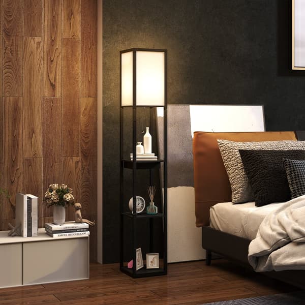 Gulvlampe, 26x26x159 cm, Sort+Hvid