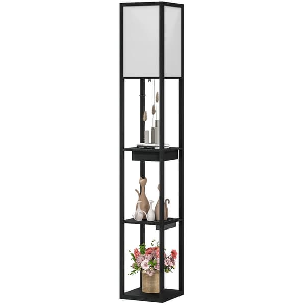 Gulvlampe, 26x26x159 cm, Sort+Hvid