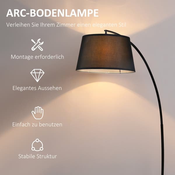 Golvlampa, Arc, 105x47x190 cm, Svart