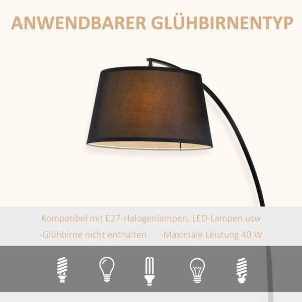 Golvlampa, Arc, 105x47x190 cm, Svart