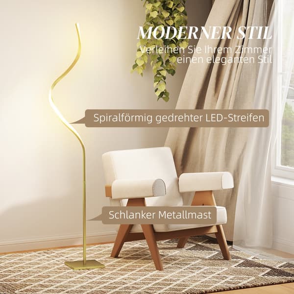 Lattiavalaisin, LED-spiraali, 20,5P x 20,5L x 146K cm, kulta