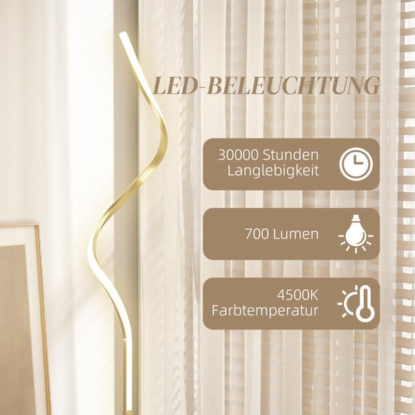 Lattiavalaisin, LED-spiraali, 20,5P x 20,5L x 146K cm, kulta