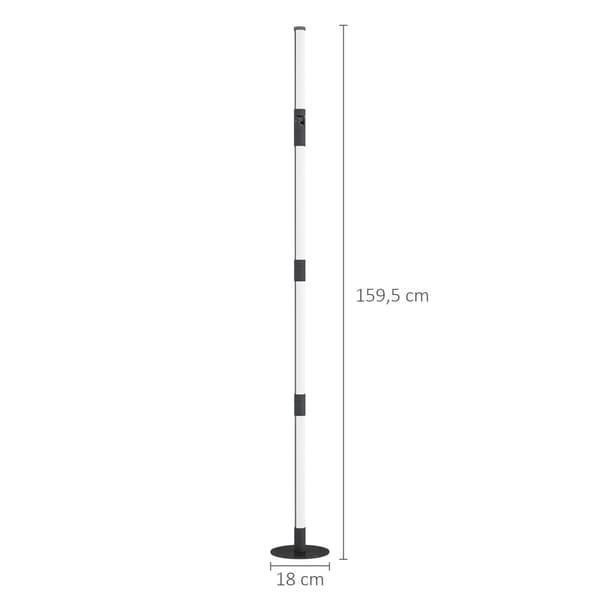 Gulvlampe, LED, Ø18x159.5H cm, Mørkegrå