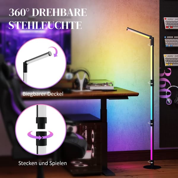 Gulvlampe, LED, Ø18x159.5H cm, Mørkegrå