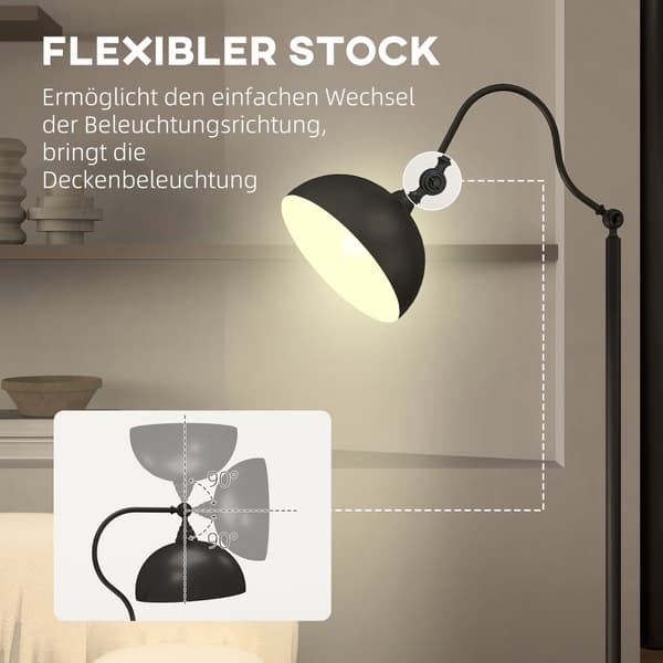 Golvlampa, 42x25.5x152 cm, Svart