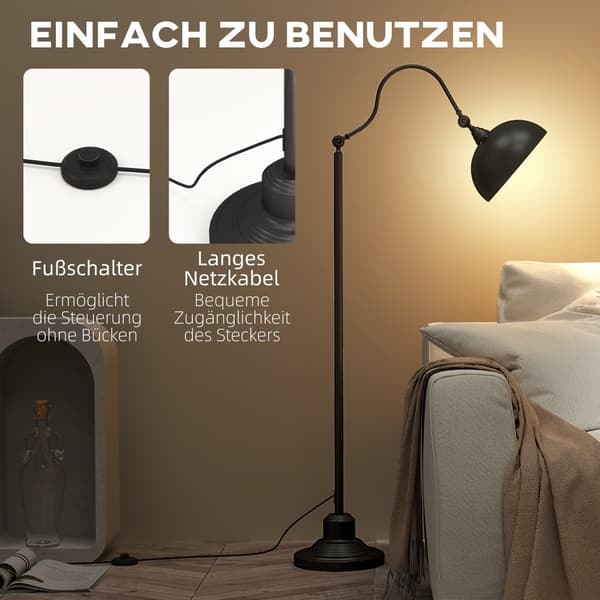 Golvlampa, 42x25.5x152 cm, Svart
