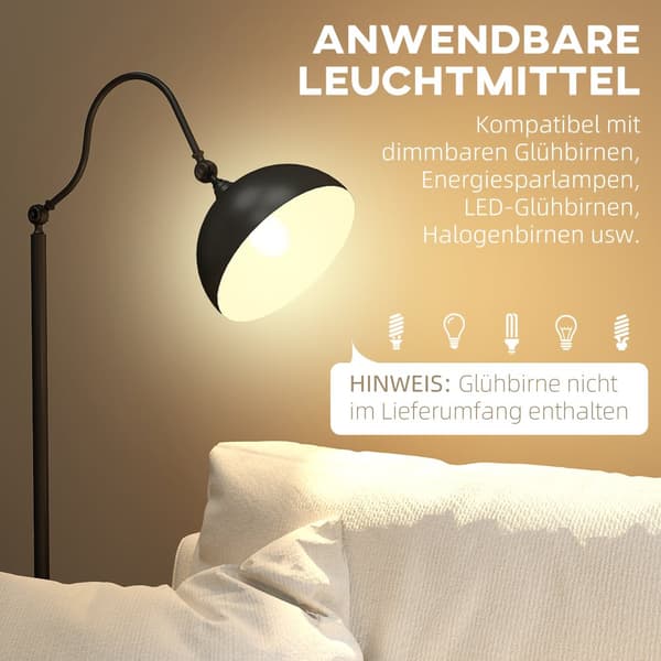 Golvlampa, 42x25.5x152 cm, Svart