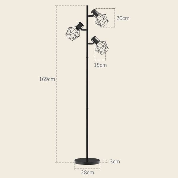 Golvlampa, 41x28x169 cm, Svart