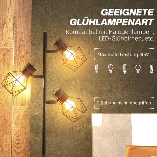 Golvlampa, 41x28x169 cm, Svart