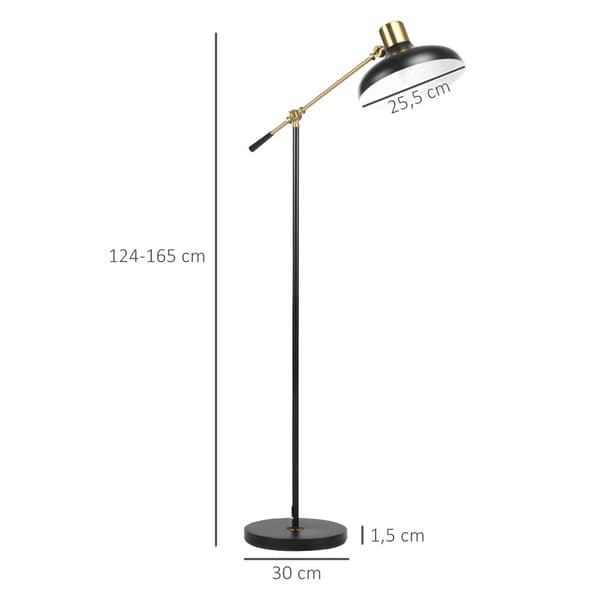 Golvlampa, 80x30x124-165 cm, Svart