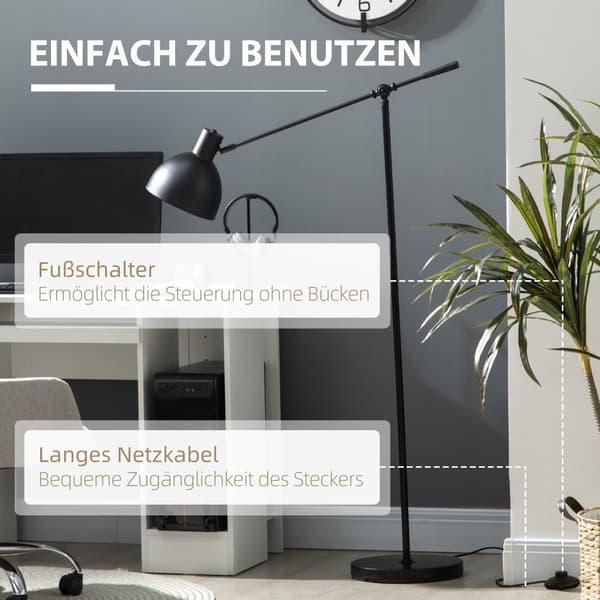 Ljuskälla, LED Energisparande Lampa 10W, Ø30 x 131-155H cm, Svart