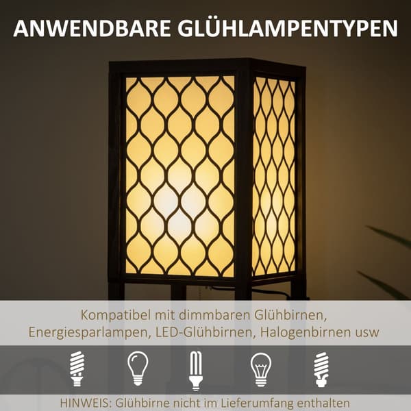 Gulvlampe med hylde, 26x26x156 cm, Sort og Hvid