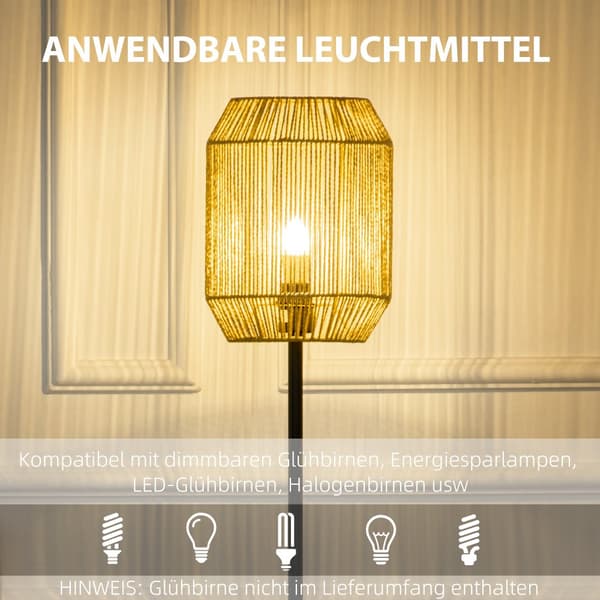 Lampesæt, E27, Ø26x158H cm & Ø23x55H cm, Sort & Natur