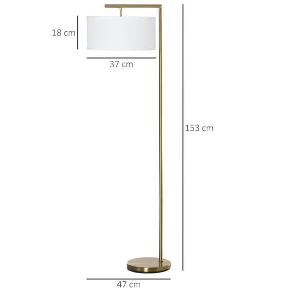 Gulvlampe, E27, 47x37x153 cm, Guld Hvid