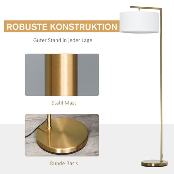 Gulvlampe, E27, 47x37x153 cm, Guld Hvid