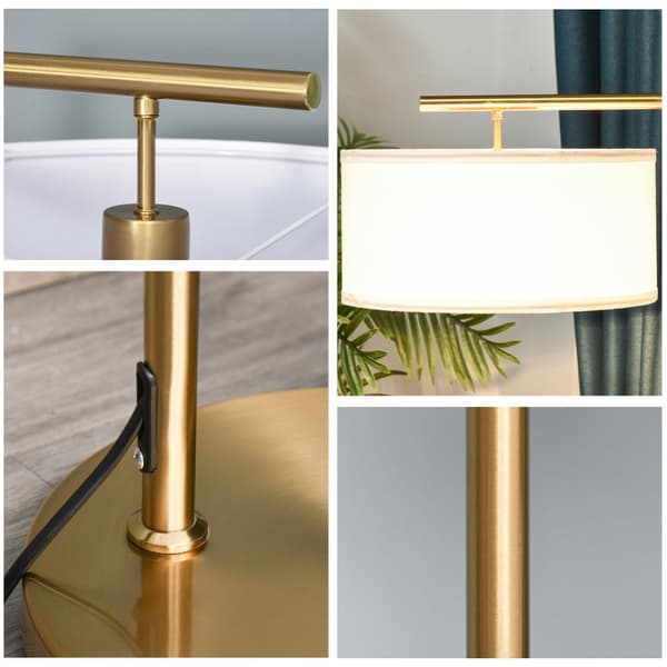 Gulvlampe, E27, 47x37x153 cm, Guld Hvid