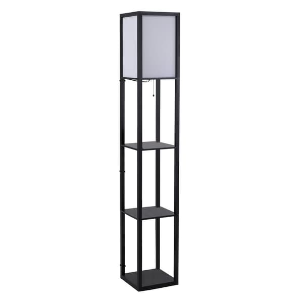 Golvlampa med hyllor, E27 upp till 40W utan lampa, 26x26x160 cm, Svart