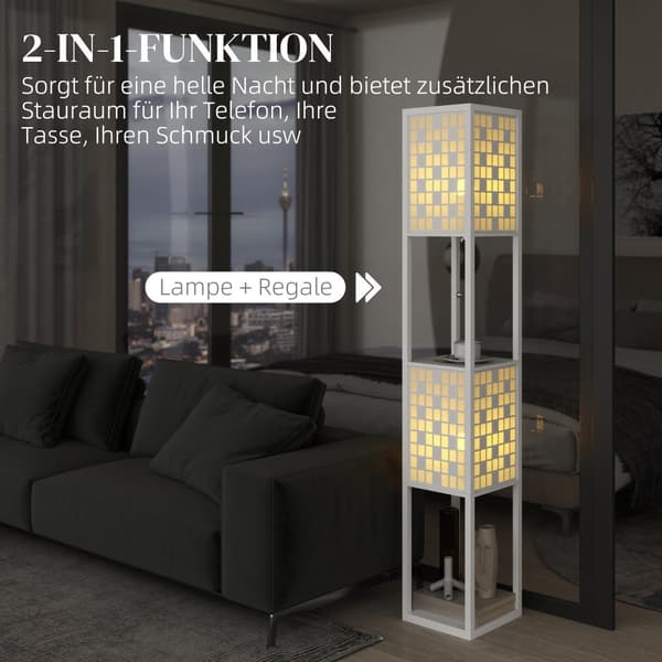 Golvlampa, B31-541V90WT, 26x26x155.5 cm, Vit