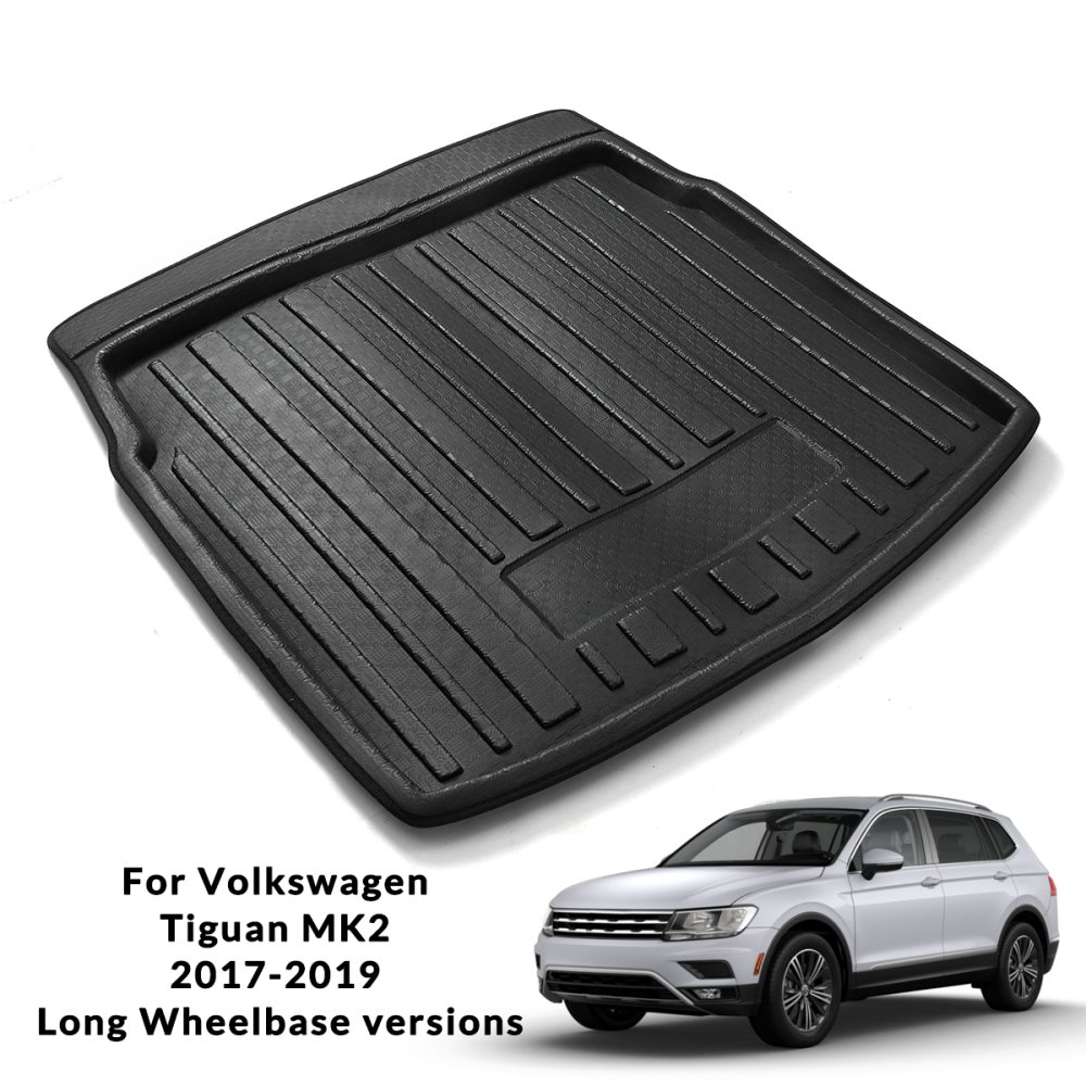 Bakre bagagerumsfoder lastgolvsbricka matta matta för Volkswagen Tiguan MK2 2017 2018 2019