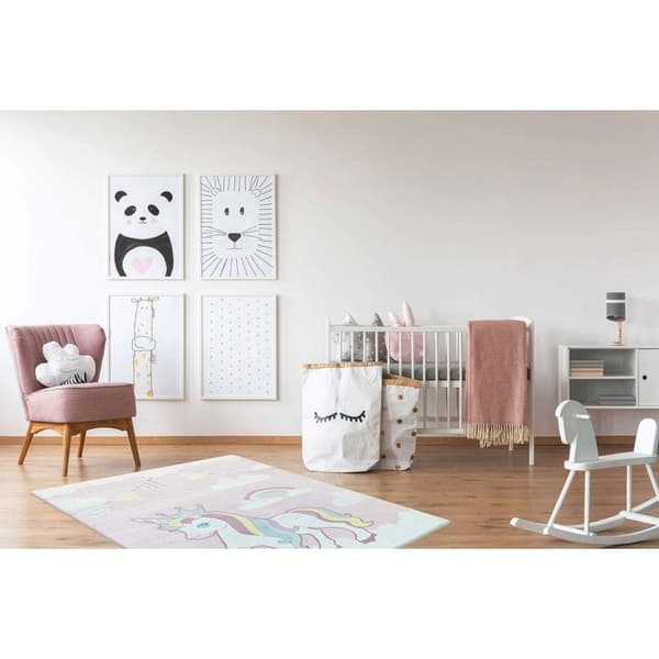 Barnmatta - Enhörning - 80x150cm - Halkfri - Maskintvättbar - Mjuk polyester