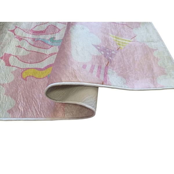Barnmatta - Enhörning - 80x150cm - Halkfri - Maskintvättbar - Mjuk polyester
