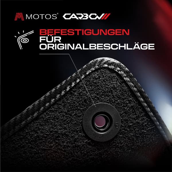 Henkilökohtaiset veluurilattiamatot Carbon Series, jotka on suunniteltu Toyota Corolla Verso I 2001-2007